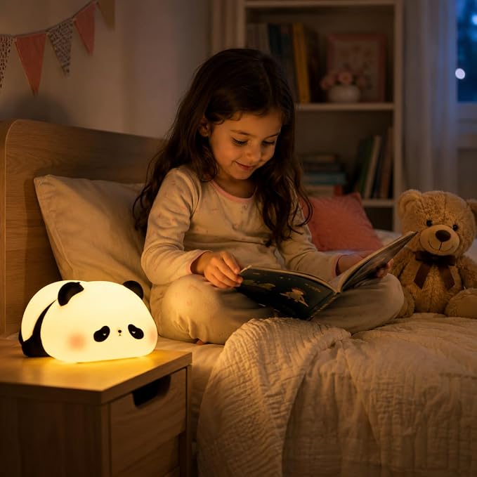 Lying Panda Lamp - Soft Silicone Color-Changing LED Touch Lamp with Timer for Bedroom & Office