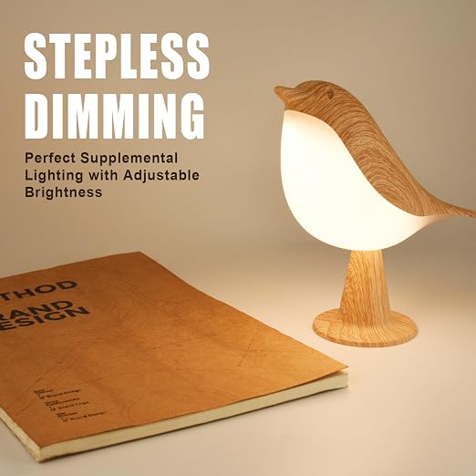 Deogos Small Desk Lamp, Cute Bird Light Cordless Lamp with 3 Color Temperature